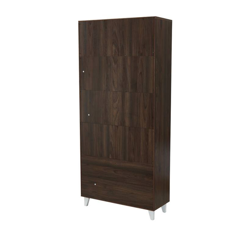 68" Bookcase with 2 Doors, Bookshelf