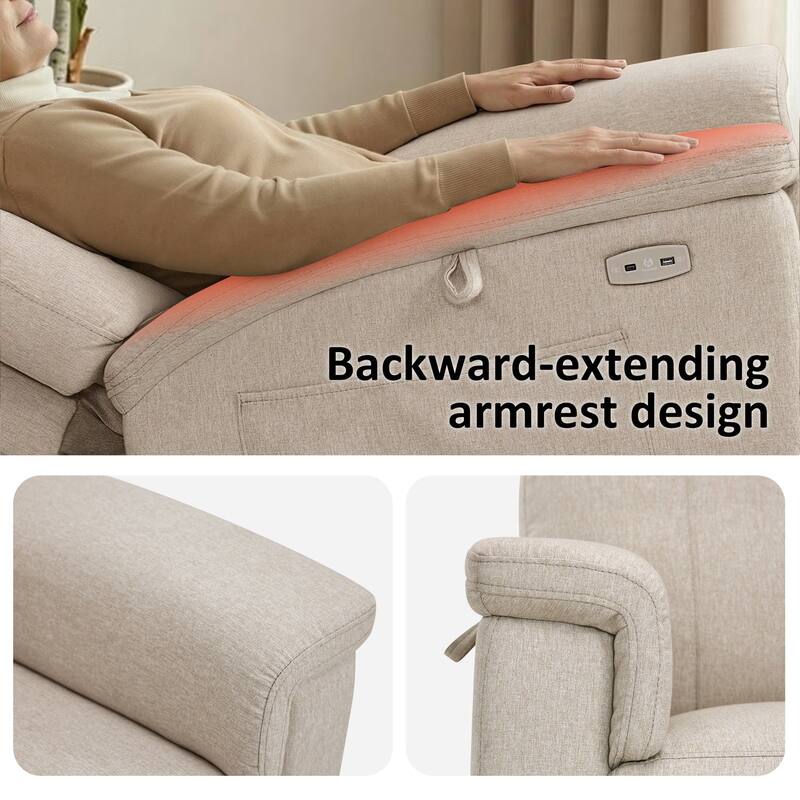 MCombo Power Recliner Lift Chair with Massage, Dual Heating and Adjustable Headrest for Big Elderly People, Fabric R7605