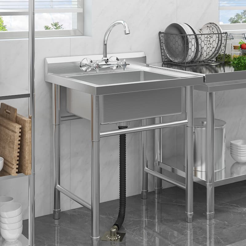Commercial Stainless Laundry Sink Restaurant Kitchen Prep & Utility Sink - 29'' W Single Sink