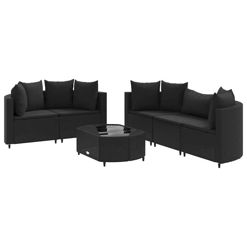 vidaXL Patio Sofa Set Set of 6 Black - 8.2 x 12.1 x 4.6