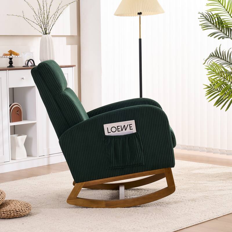 Comfortable fabric lounge rocker, corner reading rocker for living room