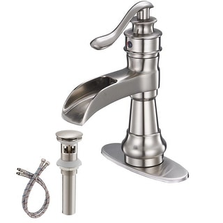 Vibrantbath Waterfall Bathroom Sink Faucets Deck Mount Lavatory