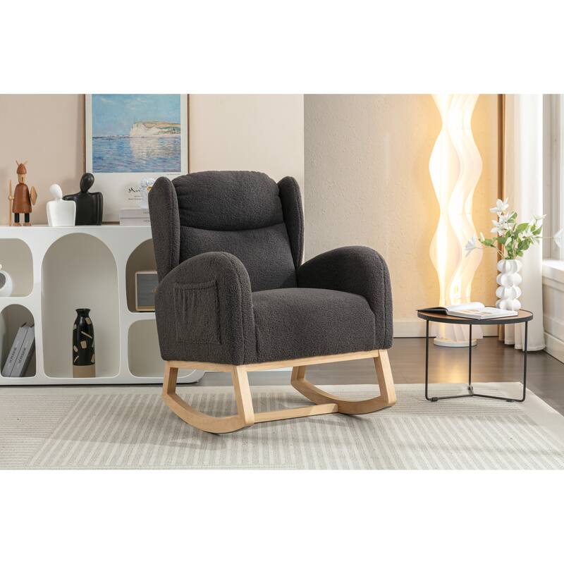 Teddy Fabric Rocking Chair - Grey