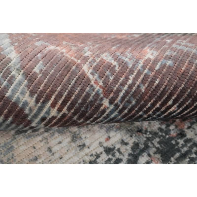 Hand Knotted Oriental Viscose Silk Carpet Modern Abstract Oranges & Rust Abstract Area Rug - 7' 10'' X 5' 6''