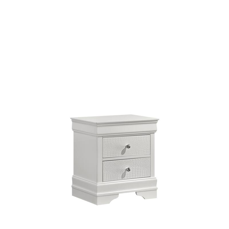 Modern White 2-Drawer Nightstand with Crystal Knobs, Versatile Bedside Storage