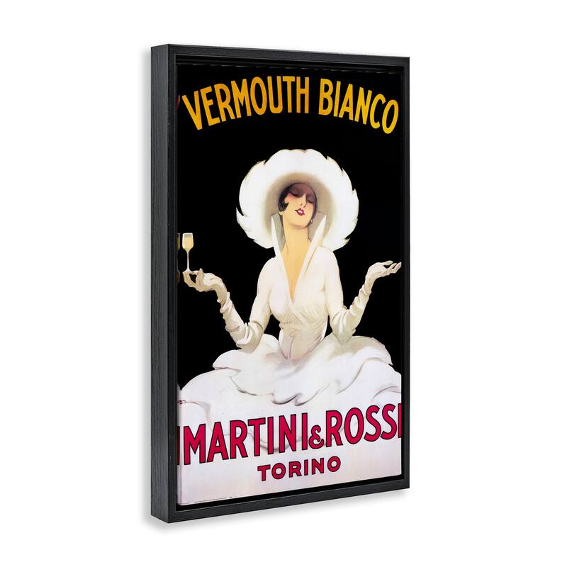 Stupell Vermouth Vintage Lady Advertisement Framed Floater Canvas Wall Art Design By Marcus Jules