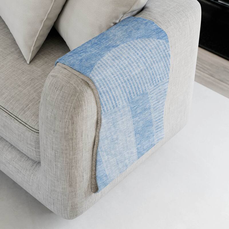 Premium Machine Washable Modern Geo Sherpa Throw Blanket - Blue - 4'2" x 5'10"