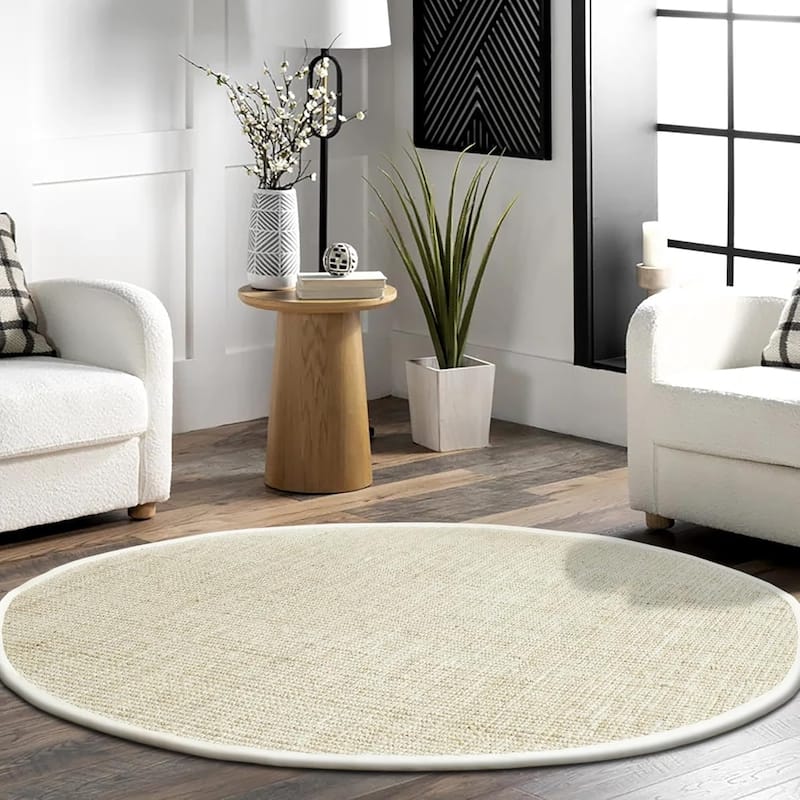 Delara Premium Handwoven Natural Fiber Area Rug Boucle 100% Jute excellent choice in high-traffic areas such as Living rooms