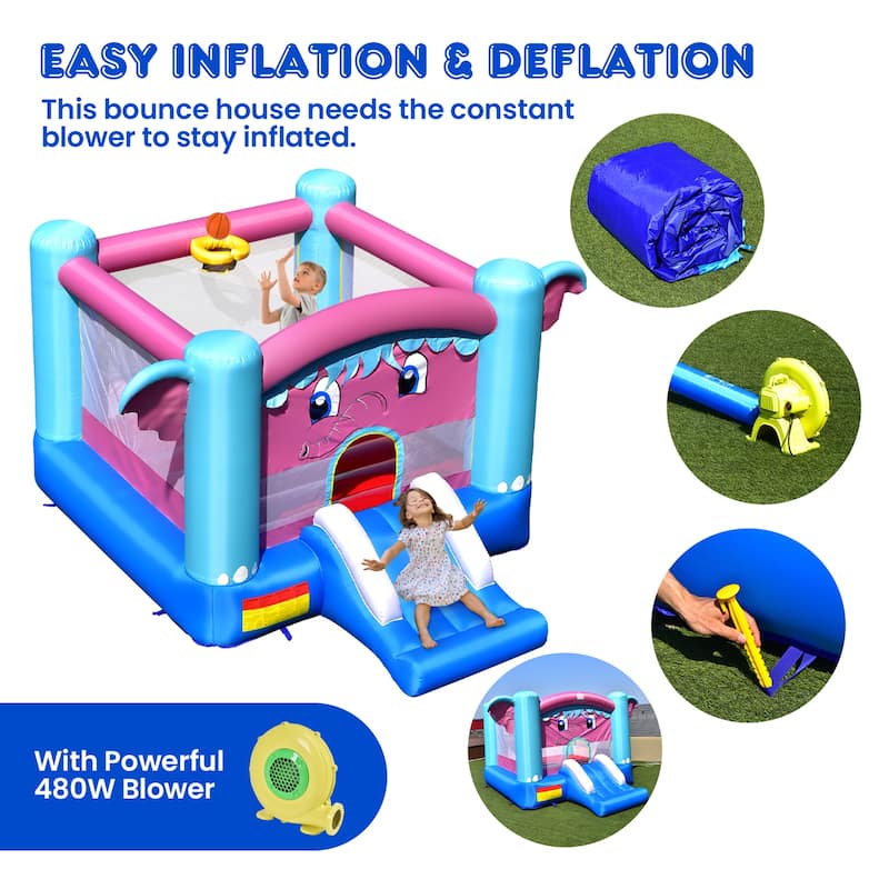 Gymax Inflatable Bounce House 3-in-1 Elephant Theme Inflatable Castle - See Details