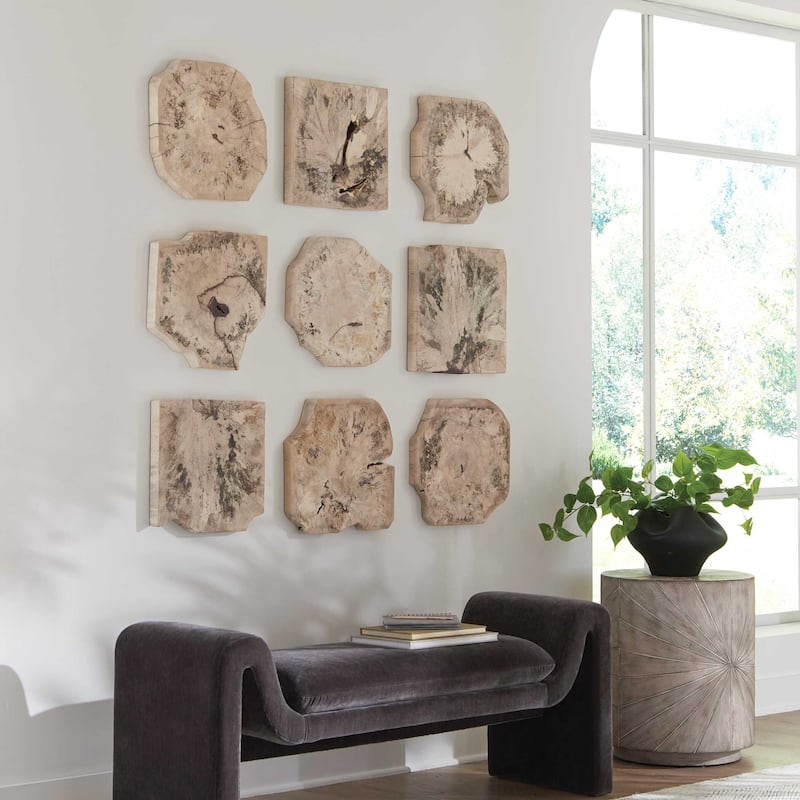 Uttermost Bahati Wood Bleached Wall Decor (Set of 9) - 16.00" W x 16.00" H x 1.37" D