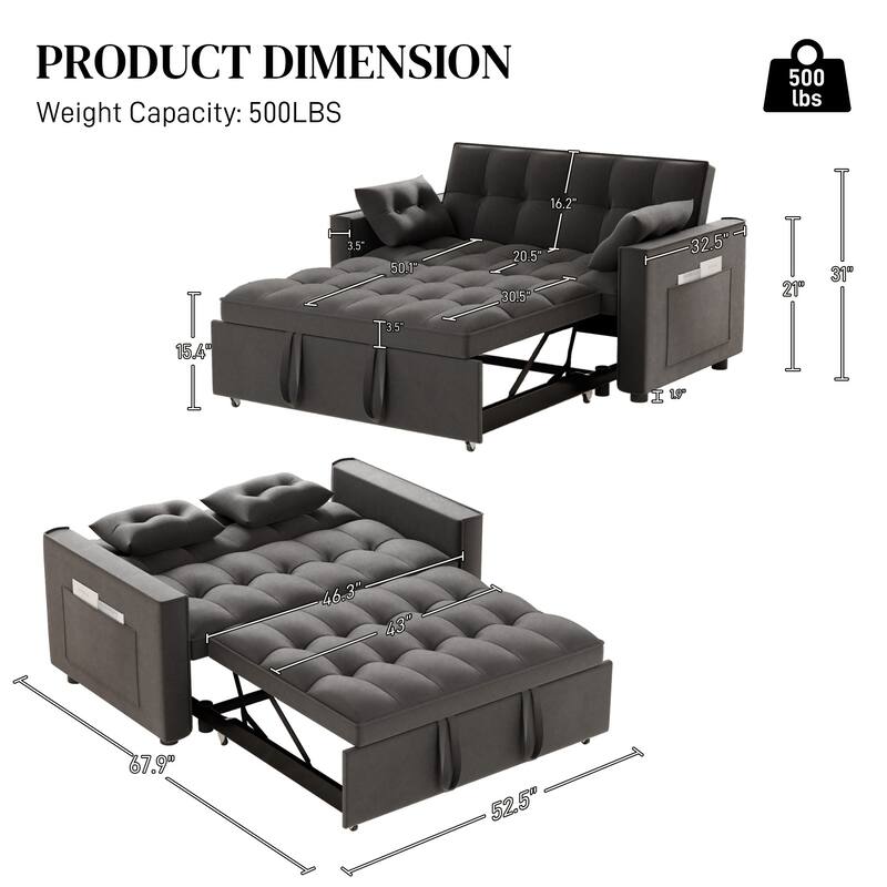 Ouyessir 3 in 1 Multi-Functional Convertible Sleeper Sofa Bed