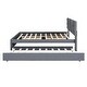 preview thumbnail 20 of 28, Linen Fabric Platform Bed with Brick Pattern Headboard, with Twin XL Trundle and 2 Drawers, Queen Size