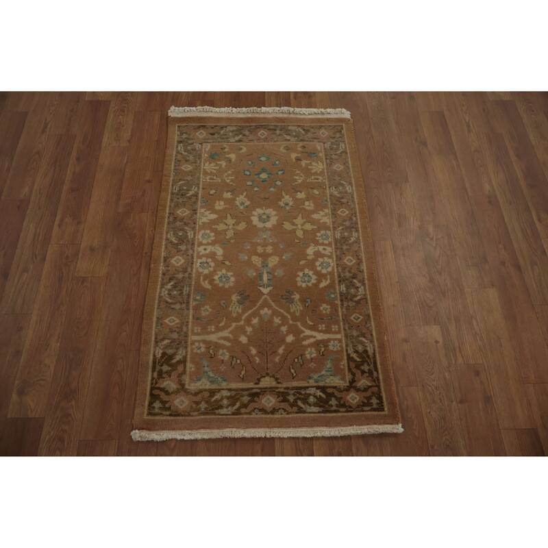 Hand Knotted Oriental 100% Wool Carpet Traditional All-Over Brown Ziegler Area Rug - 3' 1'' X 2' 0''