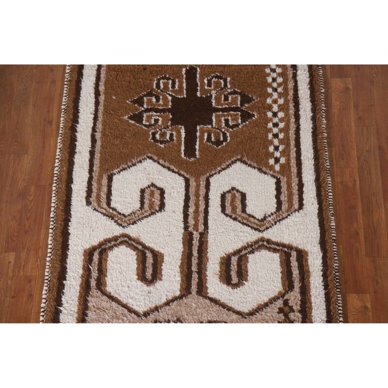 Plush Turkish Anatolian Runner Rug Hand-knotted Beige Wool Carpet - 3'6"x 13'3"