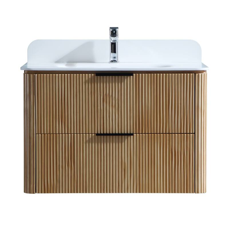 Modland 30" Wall-Mounted Bathroom Vanity with Acrylic Top Integrated Sink & Overflow