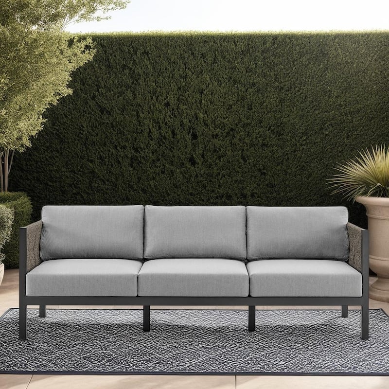 Mareike Rope and Aluminum 81" Outdoor Sofa with Cushions