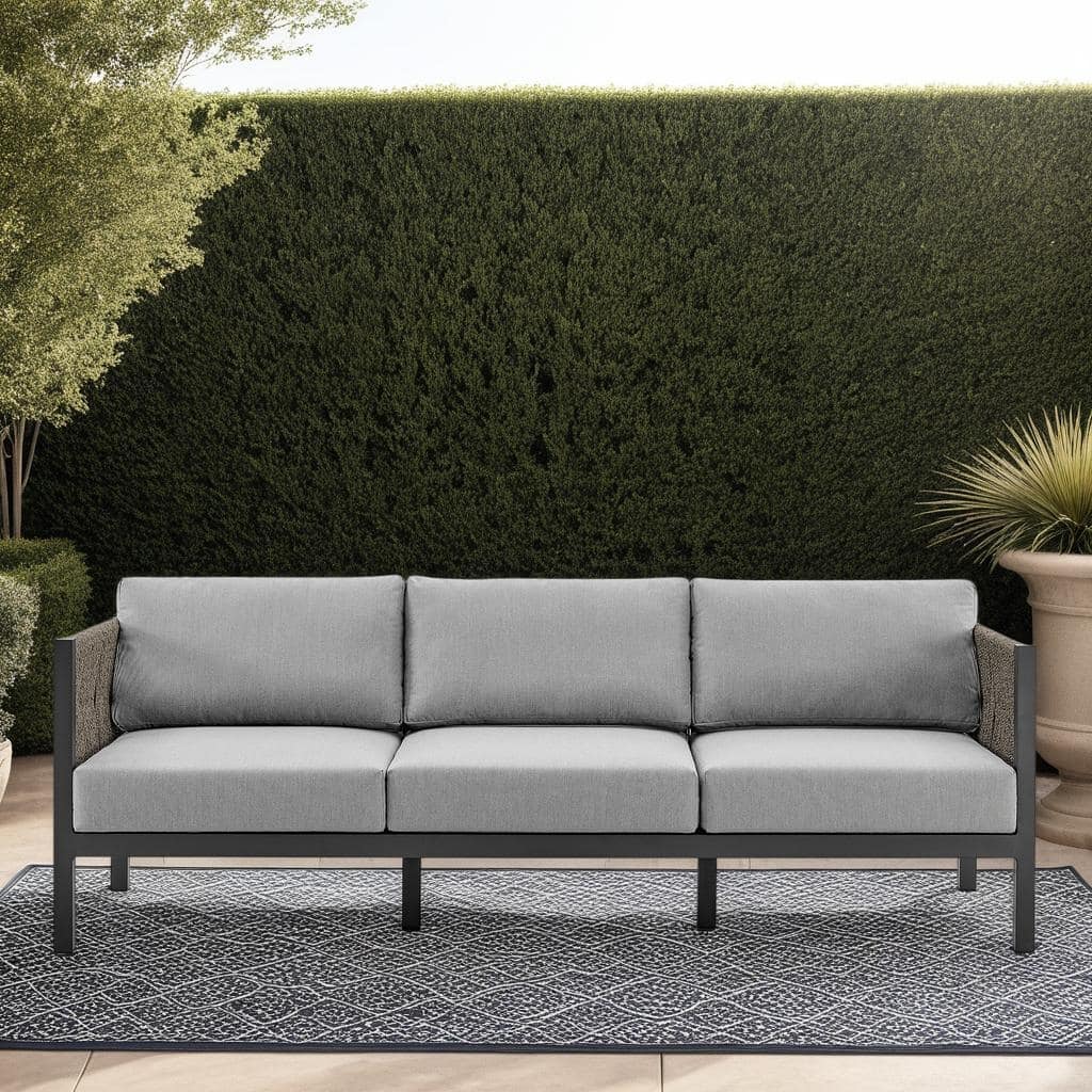 Mareike Rope and Aluminum 81" Outdoor Sofa with Cushions