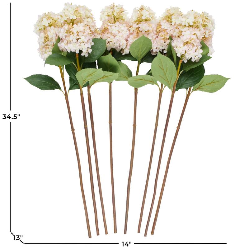 Faux Foliage Hydrangea Tall Artificial Flower Stem - Set of 8 - Roche River Decor - Pink