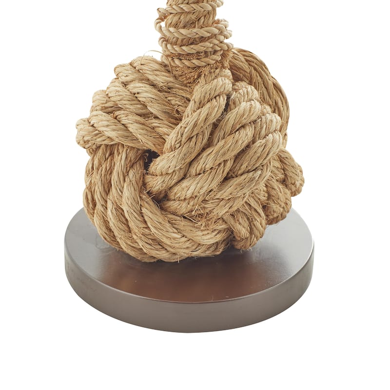 Brown Jute Rope Twisted Rope Room Floor or Table Lamp with Cream Linen Shade