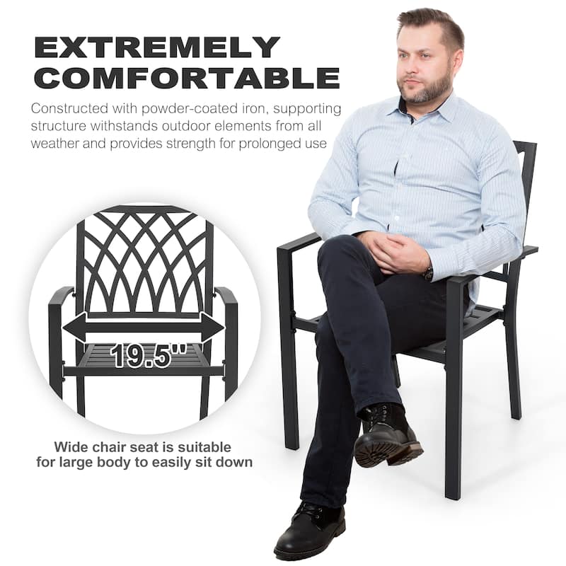 Nuu Garden Iron Stackable Outdoor Patio Chairs with Powder-coated Finish (2-Pack)