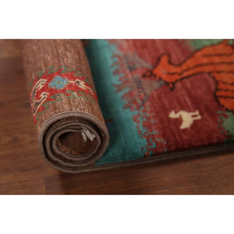 Animal Pictorial Kazak Oriental Accent Rug Handmade Wool Carpet - 2'1"x 2'10"