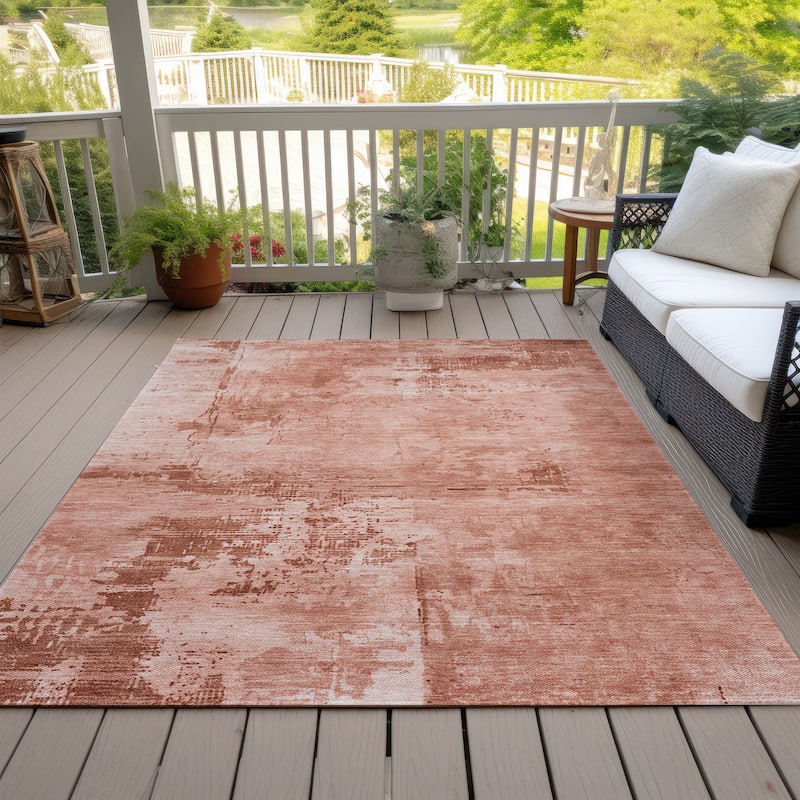 Machine Washable Indoor/ Outdoor Abstract Modern Chantille Rug