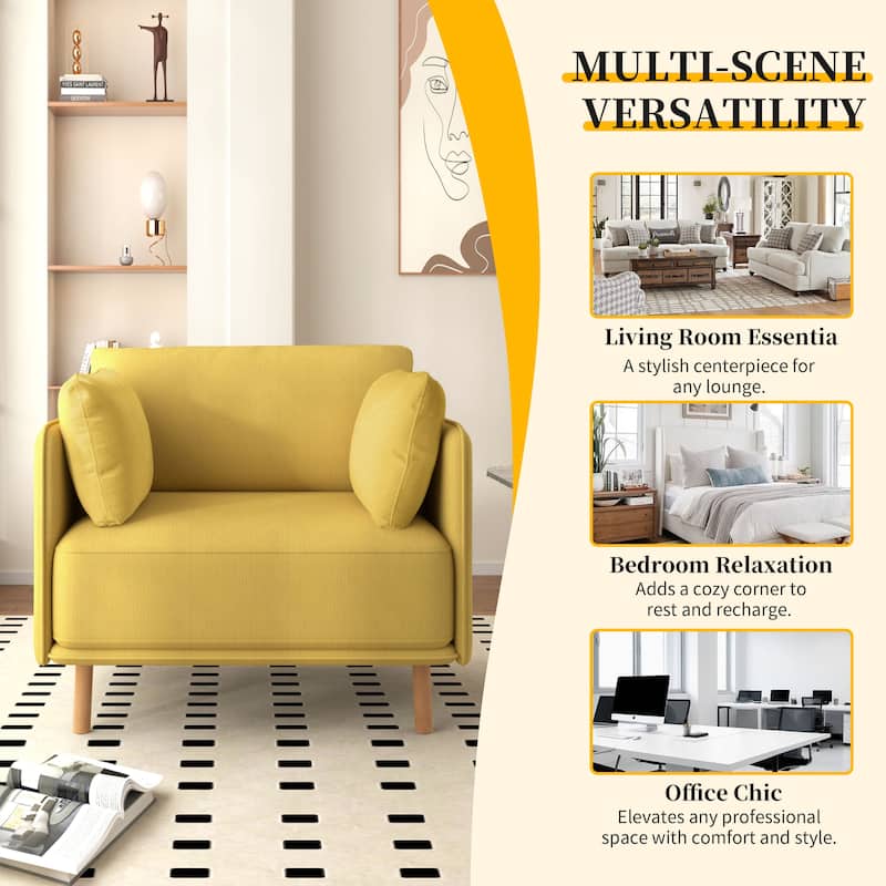 39" Modern Upholstered Accent Chair with Armrest for Living Room