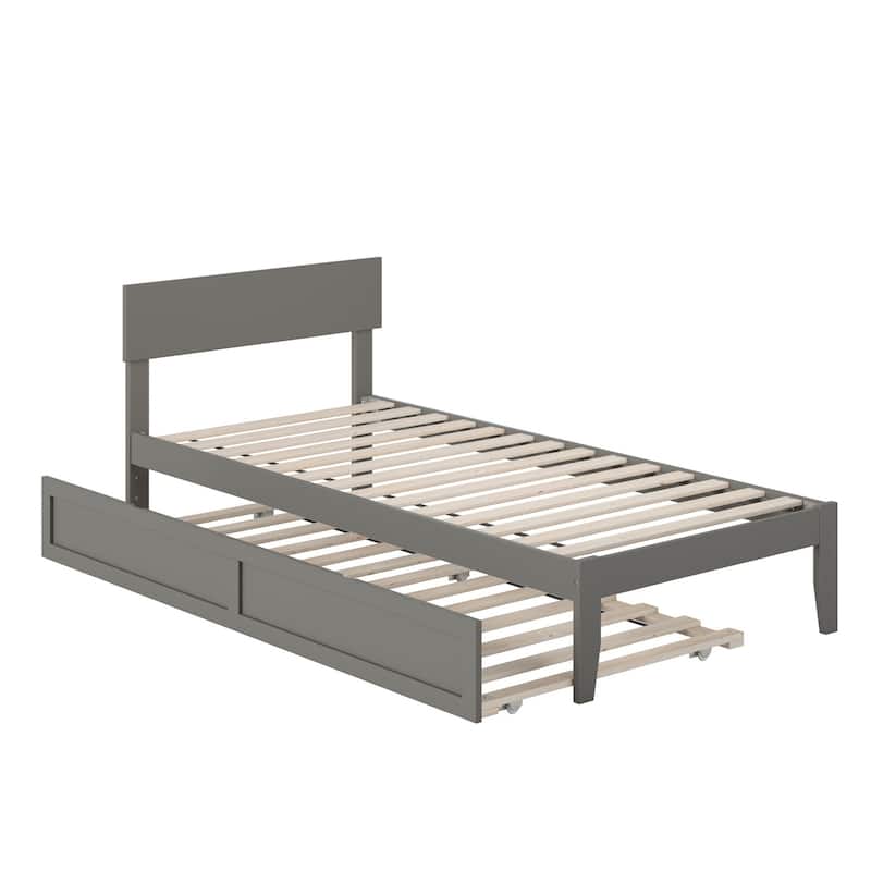Twin XL Platform Bed with Drawers - Modern Walnut Finish Storage Bed Frame