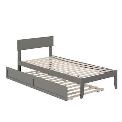 Twin XL Platform Bed with Drawers - Modern Walnut Finish Storage Bed Frame