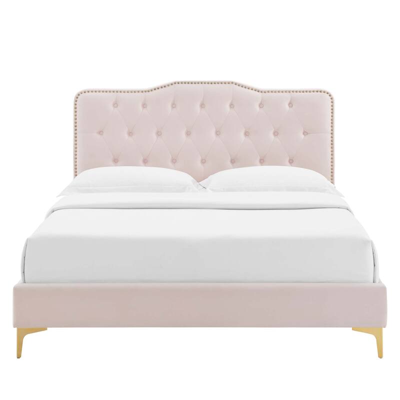 Amber Tufted Performance Velvet Twin Platform Bed