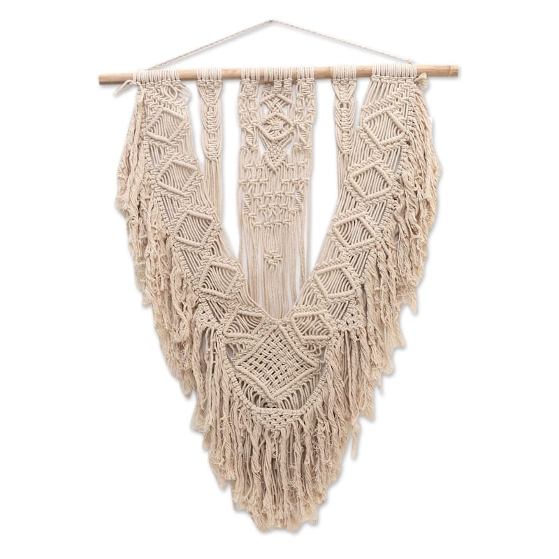 Novica Handmade Victory Banner Cotton Macrame Wall Hanging