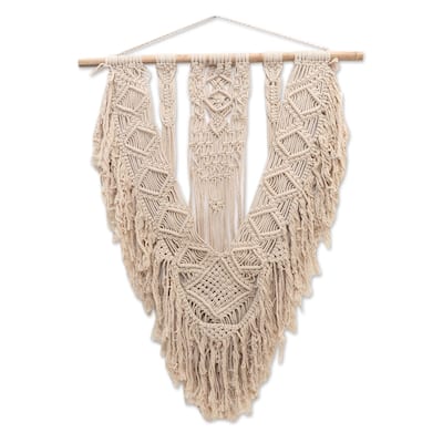 Novica Handmade Victory Banner Cotton Macrame Wall Hanging