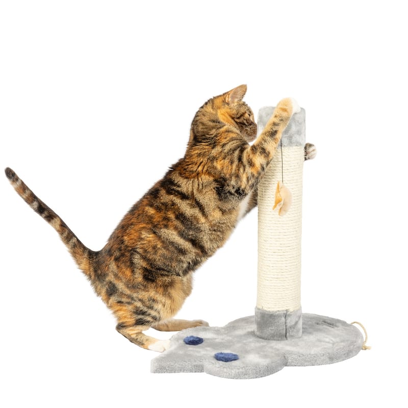 Mouse Shape Real Wood Cat Scratcher Toy, Sisal Scratching Post For Kitty TraInIng - 11"(L)X11"(W)X19"(H)