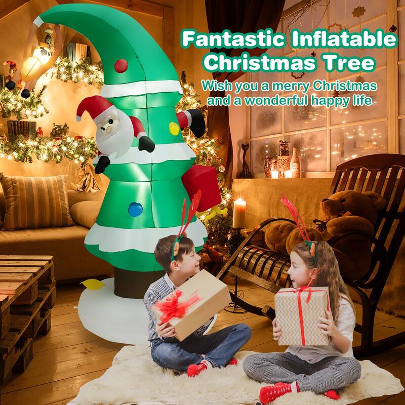 Costway 8FT Inflatable Christmas Tree with Santa Claus, Blowup Holiday - See Details