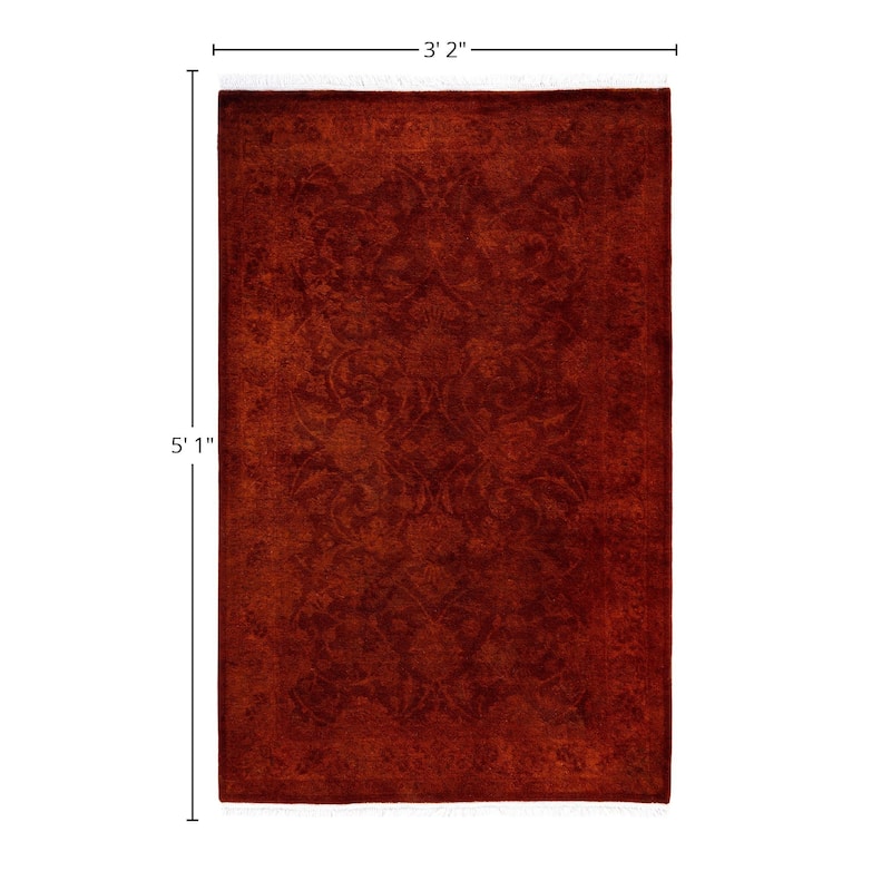 Overdyed One-of-a-Kind Hand-Knotted Area Rug - Orange - 3' 2" x 5' 1"