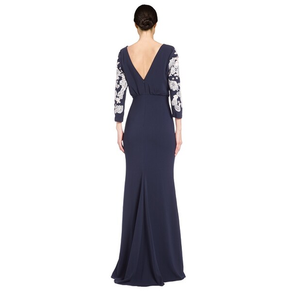 badgley mischka lace sleeve gown