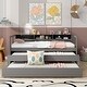 preview thumbnail 1 of 12, Twin XL Size Wood Daybed with 2 Trundles, 3 Storage Cubbies, 1 Light for Free and USB Charging Design Creative Triple Bunk, Gray Gray