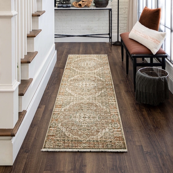 Mohawk Home Annabel Green/Orange Traditional Area Rug - On Sale