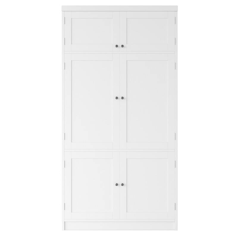 Modern 80.1" Tall Freestanding Kitchen Pantry Cabinet with Adjustable Shelves and 2 Power Outlets