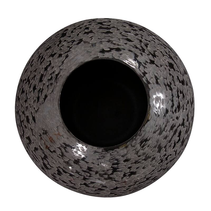 Allan Andrews Chiseled Texture Black Iron Globe Vase, Small - 8H x 10W x 10D