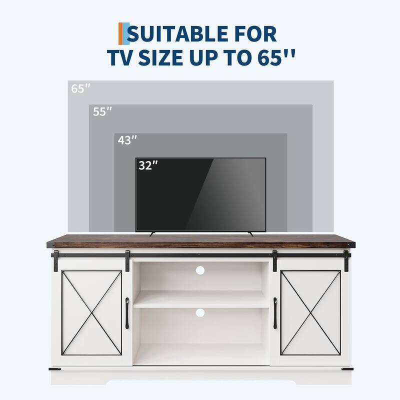 TV Stand, with Sliding Barn Doors, up to 65"