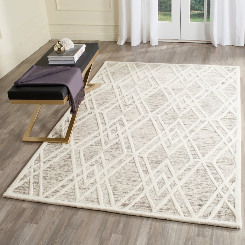 SAFAVIEH Handmade Cambridge Chieko Modern Wool Rug - 3' x 5' - Light Brown/Ivory