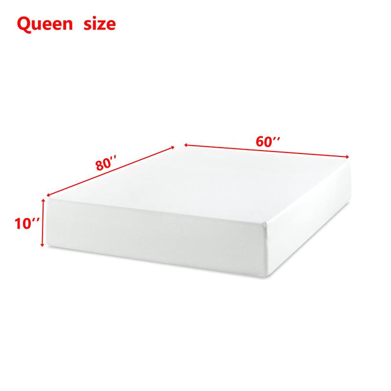 10 Queen Green Tea Memory Foam Mattress in Box, Fiberglass Free, White(Bed not included)