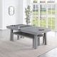 preview thumbnail 5 of 52, Newport Outdoor Patio 7ft Slate Pool Table Dining Set with 2 Benches & Accessories, Cement Finish