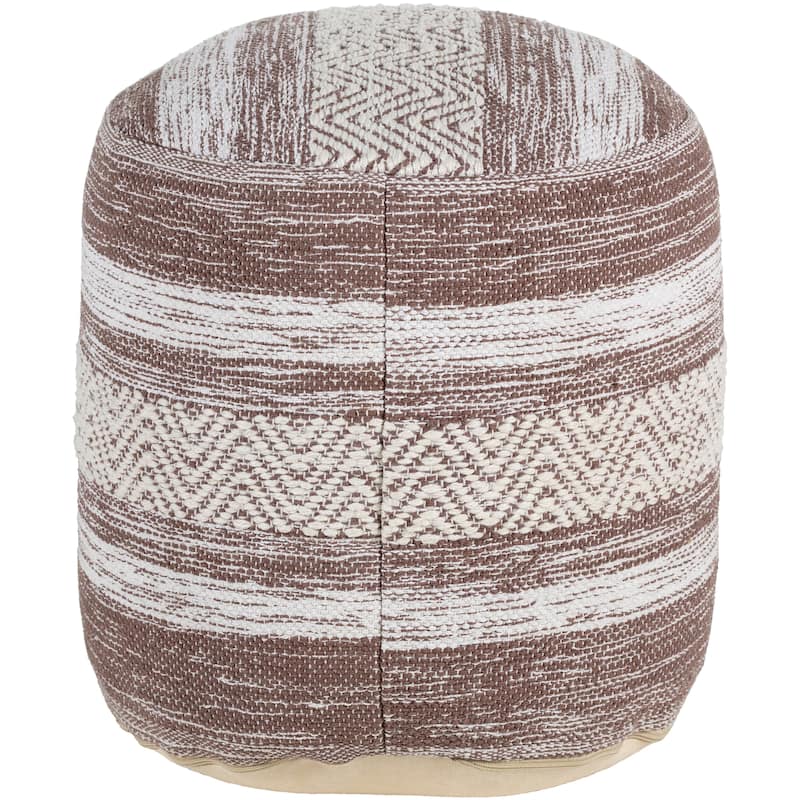 Surya Nessa Woven Heathered Stripe 16-inch Cylinder Pouf