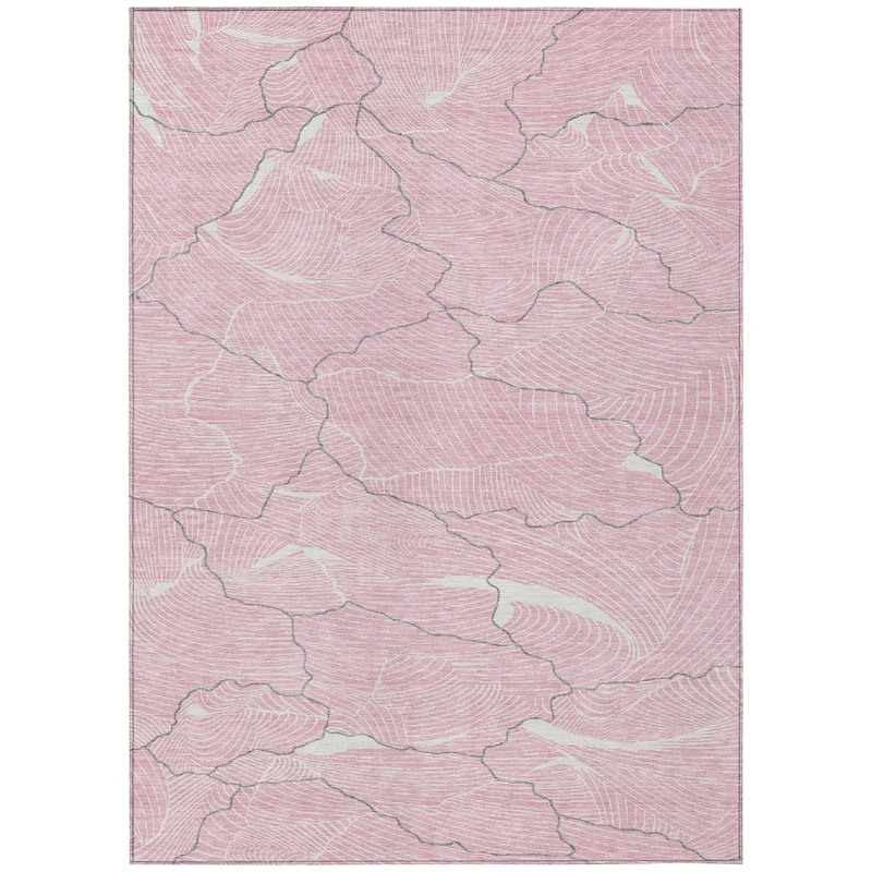 Machine Washable Indoor/ Outdoor Abstract Crackle Chantille Rug