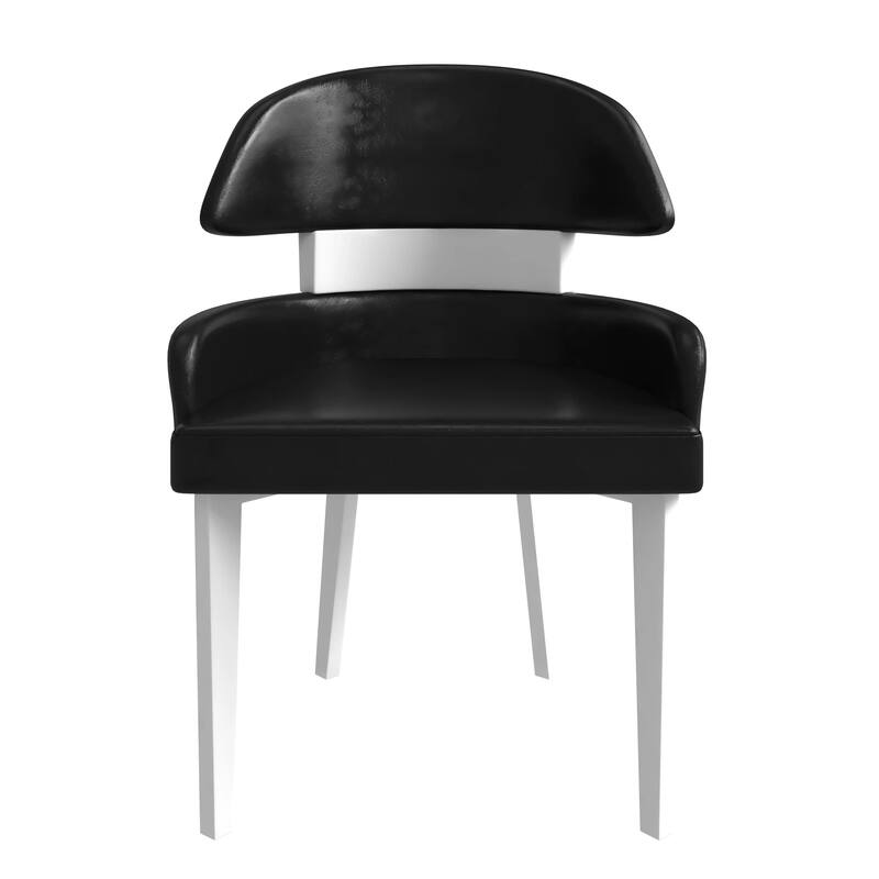 Ethos Leather Dining Chair with Rubberwood Legs Curved Back Accent Chair for Kitchen and Dining Room Set of 2