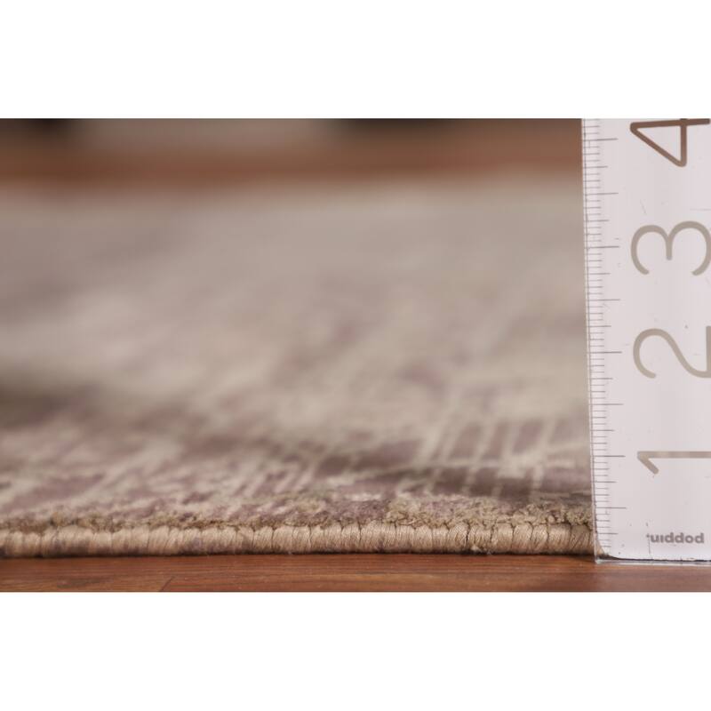 Brown Abstract / Modern Area Rug Handmade Wool Carpet - 4'8"x 6'7"