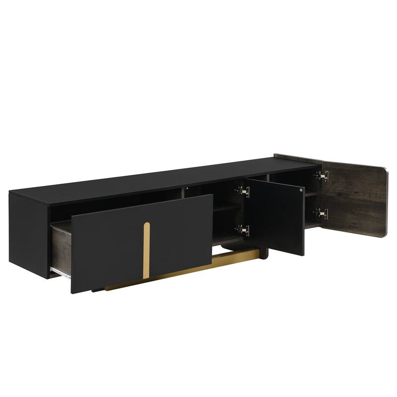 66.7" Light Luxury TV Stand for TVs up to 70 Inches, Modern TV Cabinet with Metal Legs,1 Drawer, 2 Cabinets
