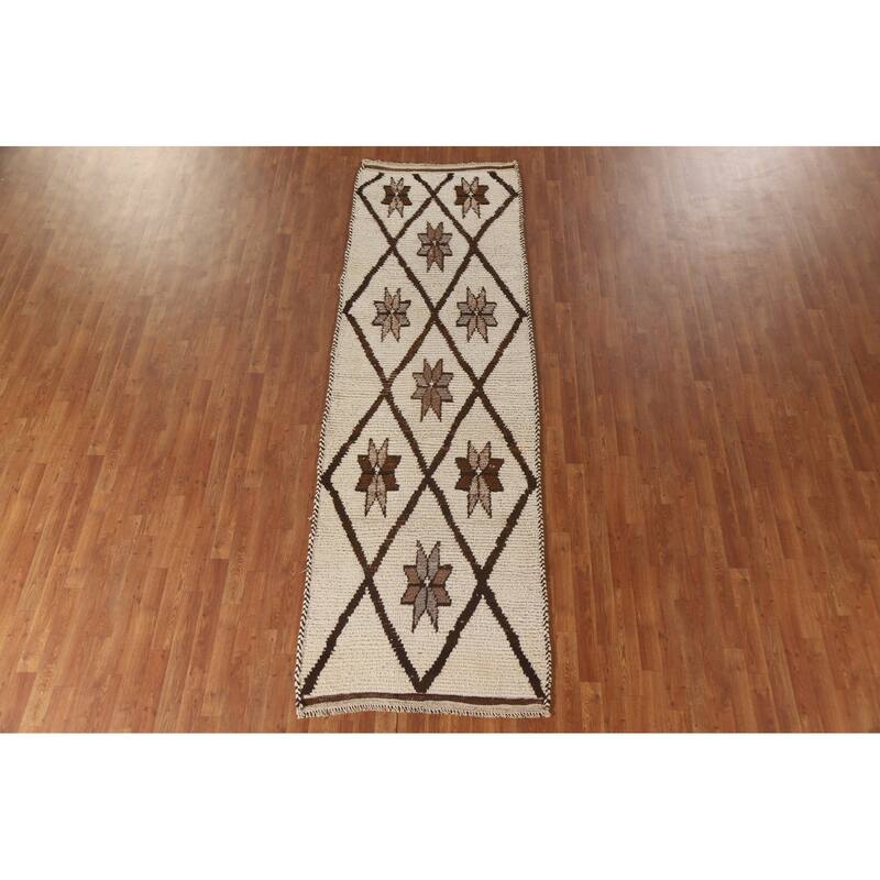 Natural Dye Anatolian Oriental Runner Rug Hand-knotted Wool Carpet - 3'5"x 10'7"